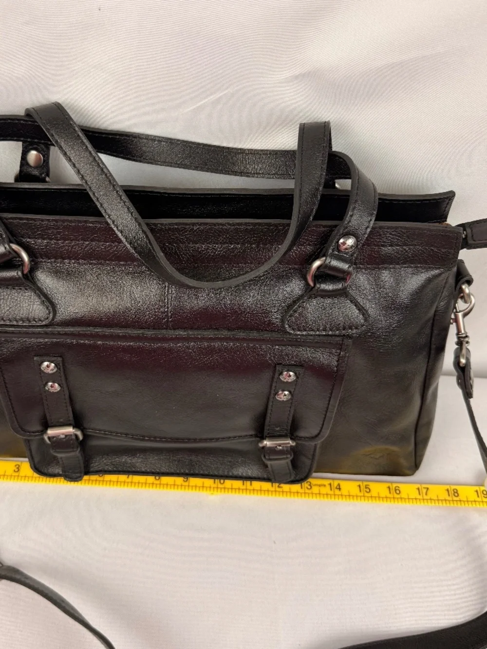 Patricia Nash Heritage Cannes Satchel Black Leather Convertible Satchel Bag